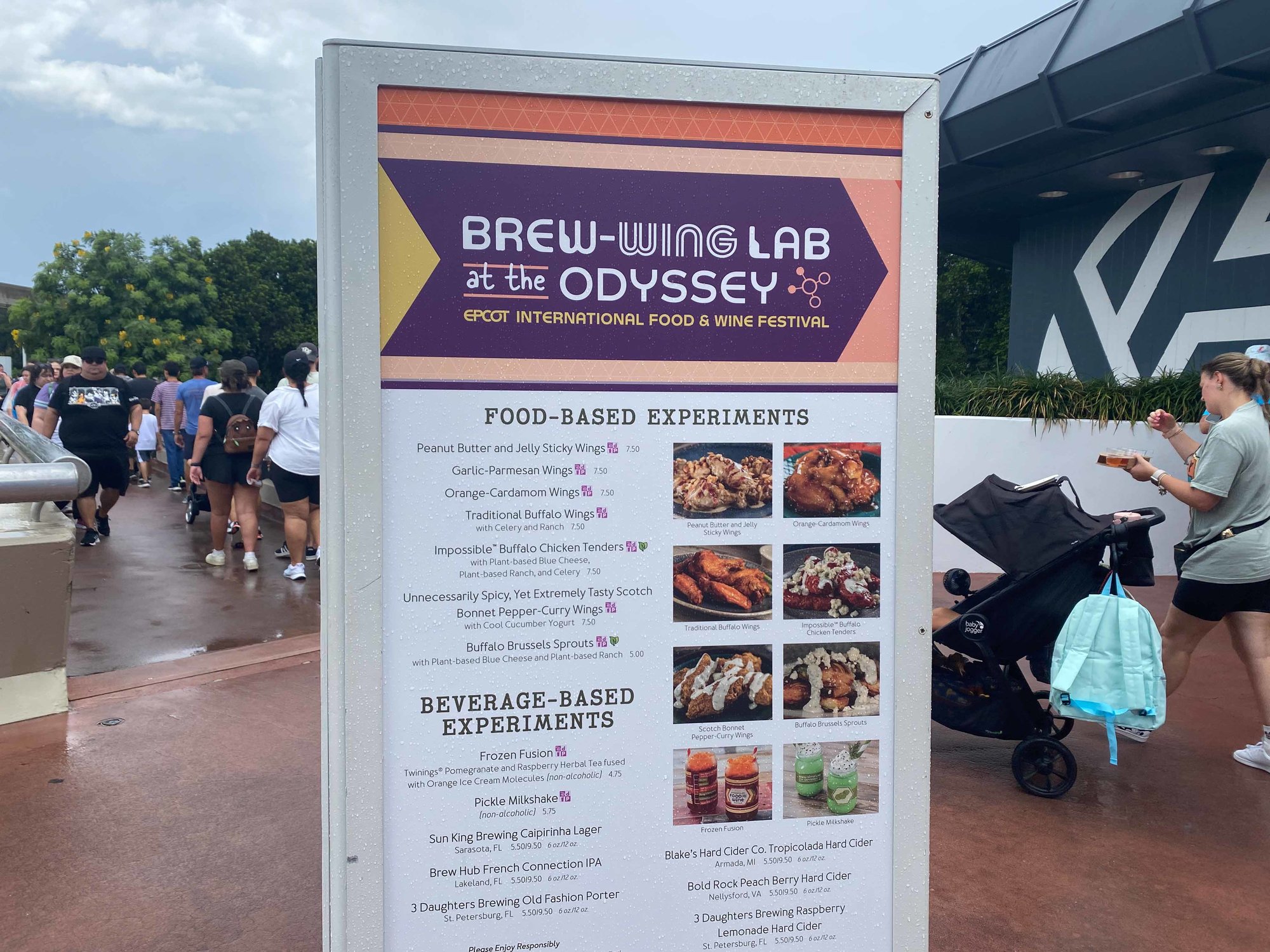 brew wing lab sign with menu